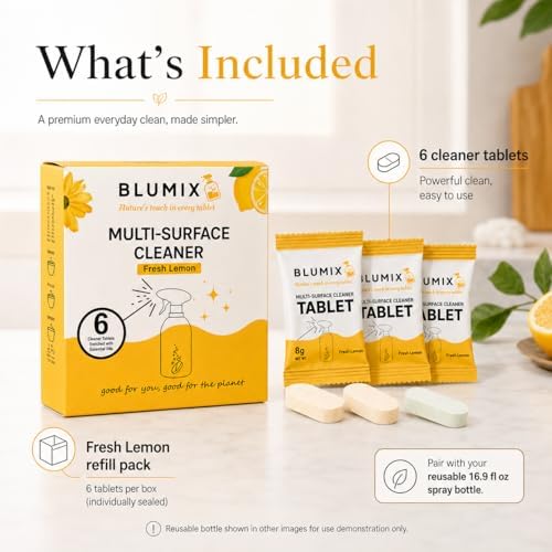 Multi-Surface Cleaner Refill Tablets – 6 Count | Fresh Lemon Scent | Eco-Friendly, Biodegradable, Plastic-Free Cleaning Refills for Spray Bottles – All-Purpose Household Use (Lemon Scent) - Image 2
