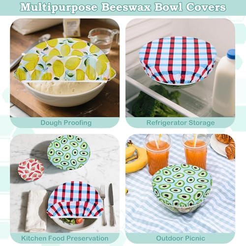 5Pcs Reusable Beeswax Elastic Bowl Covers for Bread Proofing and Food Cover - Image 5