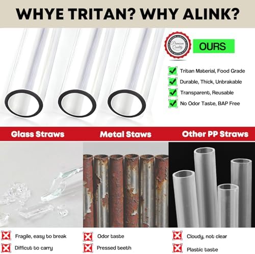 ALINK 10 Pcs Replacement Straws for Stanley 40 oz 30 oz Tumbler, 12 inch Long Reusable Tritan Plastic Clear Tumbler Straws for Stanley Cup, Owala 40 oz, Yeti 42 oz Accessories with Brush - Image 6