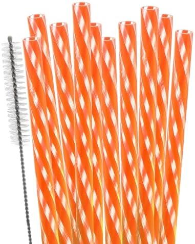 Dakoufish Replacement Straws for StanleylOwalalHydro Jug 40oz 30oz Tumbler,10 Pack 12 Inch Orange Reusable Straws With Cleaning Brush For Stanley Simple Modern Cup,Dishwasher Safe. by Dakoufish