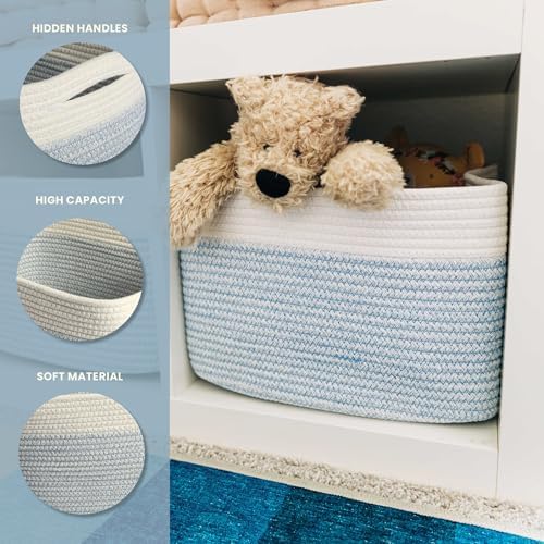 OrganiHaus Cotton Rope Baskets for Shelves, Set of 3, 15x9x10 - Image 3