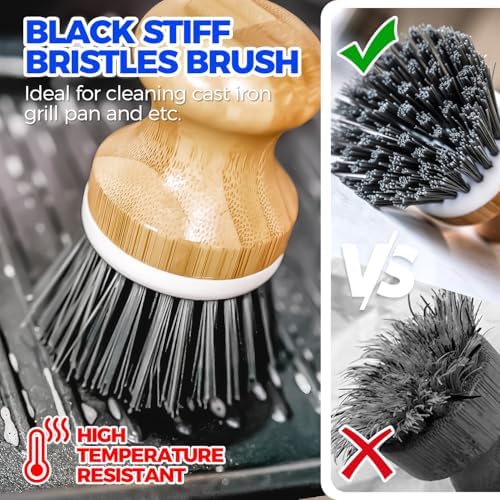 Holikme 6 Pack Dish Brush with Bottle Brush Scrub Brush Straw,Gray - Image 3