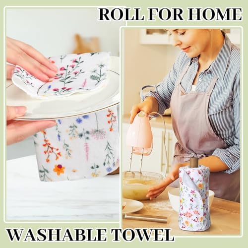 60 Pack Reusable Kitchen Cloths Cotton Towels, Wildflowers - Image 6