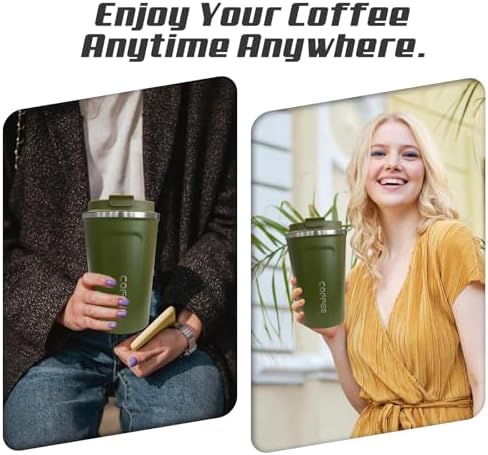 SPLMIFA Travel Coffee Mugs Leak-Proof, Reusable Coffee Cups with Lids, Stainless Steel Vacuum Insulated Coffee Tumblers, Thermal Insulation Cups for Men and Women Hot & Cold Drinks(2nd-Green, 17OZ) - Image 6