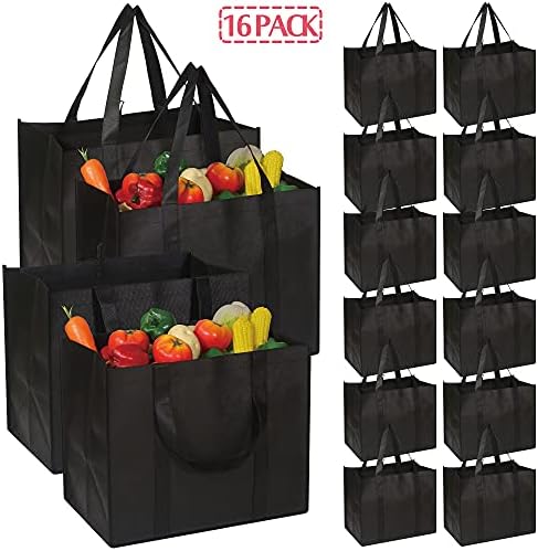 DIOMMELL Set of 16 Reusable Grocery Bags Extra Large Super Strong Heavy Duty Shopping Tote Bags with Reinforced Handles Black - Image 7
