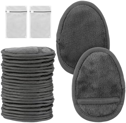 24Pcs Makeup Remover Pads, Grey Microfiber with 2 Storage Bags by Unknown