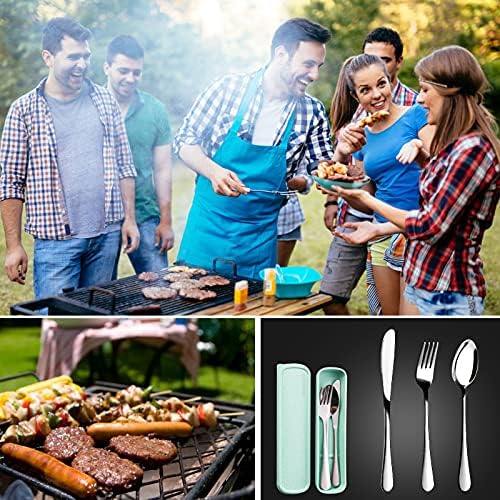 SAOSHYPEI Portable Cutlery Set with Case, 4-Piece Stainless Steel, Silver - Image 5