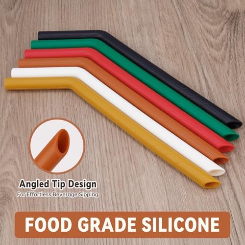 NiHome 6 PCS Extra Wide Reusable Bent Silicone Straws for Boba & Smoothies - Image 3