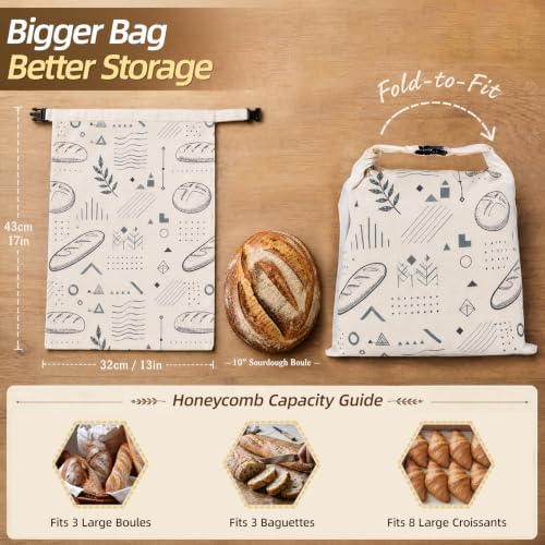 XL Beeswax Bread Bags for Homemade Sourdough,Set of 2 - Image 3