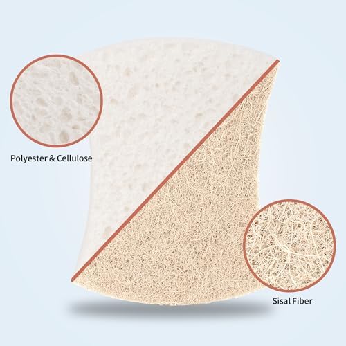 Natural Dish Sponge 48 Pack, Non-Scratch Scrub Sponge, Eco Multipurpose Kitchen Sisal Fiber Cellulose Sponge, Odor-Less Dual-Sided for Dish Washing & Household Cleaning - Image 2