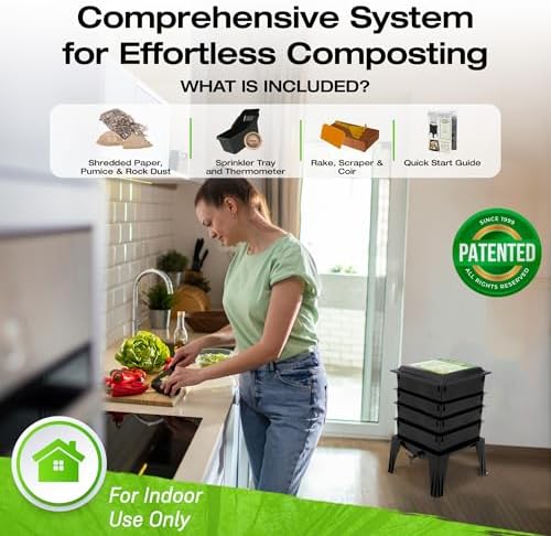 Worm Factory® 360 Black US Made Composting System for Recycling Food Waste at Home – 4 Trays for Efficient Vermicomposting – Durable, Space-Efficient Design, Easy to Assemble, No Odor - Image 3