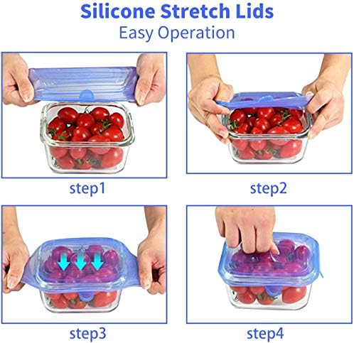 Silicone Stretch Lids, 18 Pack Reusable Silicone Lids, Silicone Bowl Covers, 6 Sizes Silicone Covers Apply to Food Container, for Freezer & Microwave - Image 4