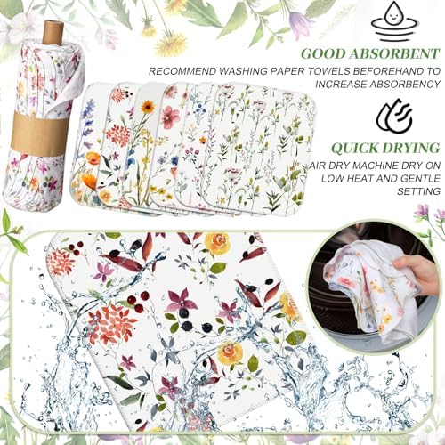 90 Pack Reusable Kitchen Cloths Cotton Towels, Wildflowers - Image 3