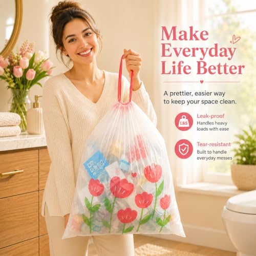 4 Gallon Trash Bags Drawstring - Unscented Small Garbage Bags 100 Count - Image 2