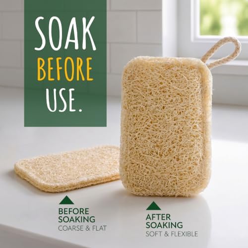 Natural Loofah Dish Sponge 3-Pack Natural Biodegradable Sponges for Kitchen - Image 3