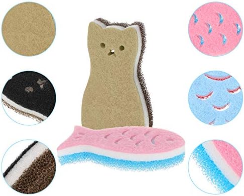 8 Pieces Kitchen Scrub Sponges Cat Fish Cleaning Sponge Dishwashing Scrubber Non-Scratch Multi-Use Sponges for Dishes Pots Pans Sinks - Image 4