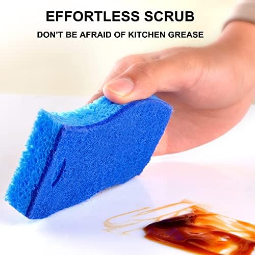 METUUTER 12-Count Scrub Sponges Kitchen Sponge Heavy Duty, Cellulose Sponges with Scouring Pads Dual-Sided for Kitchen and Household Use (S-Multi) - Image 4