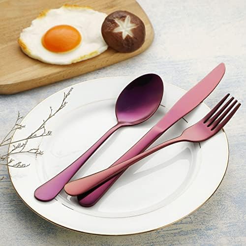 VANDBAO Portable Travel Utensils, Reusable Silverware with Case for Fixing Tableware, 9 Pieces Stainless Steel Stable Flatware Set, Camping Picnic Cutlery Set (Purple Set) - Image 4