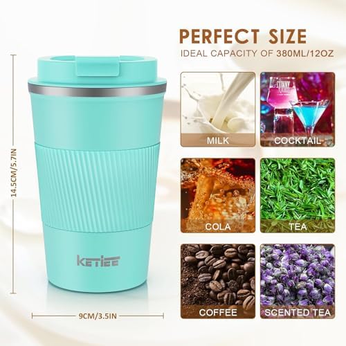 KETIEE Travel Mug 12oz: Vacuum Insulated Coffee Mug with Leakproof Lid - Image 5