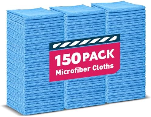 TEAWOO Blue Microfiber Towels Bulk-150 Pack, Cleaning Cloths by TEAWOO