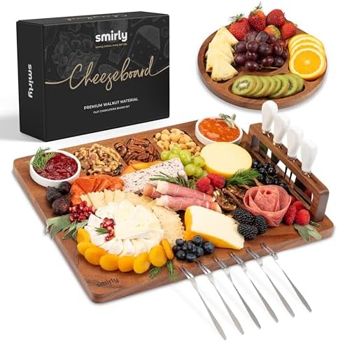 SMIRLY Charcuterie Board Set with Serving Accessories, Large Walnut by Smirly