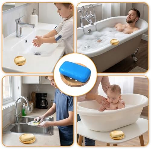 12 Pcs Round Soap Dishes Bulk, Bamboo Soap Holder Self-Draining Tray for Shower Kitchen Sink Bathroom - Image 6