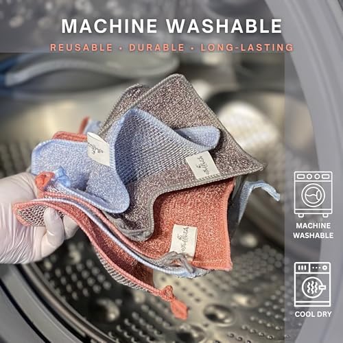 Whiffkitch Scrubbing Dishcloths 2ply Mesh Scrub Reusable Dishrag 6pk 6x7in - Image 4