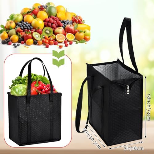 Paterr 4 Pcs Insulated Grocery Bags Reusable, with Zipper - Image 2