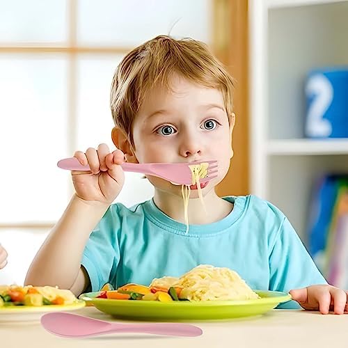 Zoyiancy 21Pcs Wheat Straw Cutlery Set, Pink Reusable Utensils - Image 6