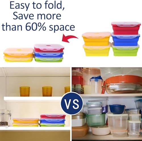 5 Pack Collapsible Silicone Food Storage Containers with Leak-Resistant Lids, 27oz Bento Lunch Boxes, for Kitchen, Office, Camping, Travel, BPA Free - Image 7