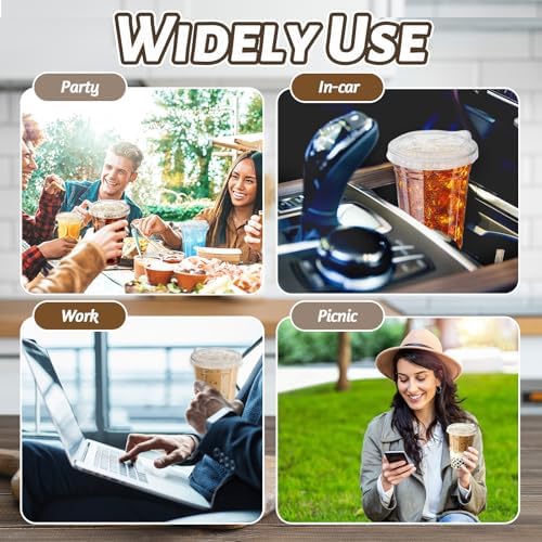 Qinsihwn 20 oz Clear Plastic Cups with Strawless Sip Lids,50 Sets Disposable Iced Coffee Cups with Lids,Disposable Clear Plastic Cups with Lid for Iced Coffee,Smoothie,Cold Drinks for Party - Image 5