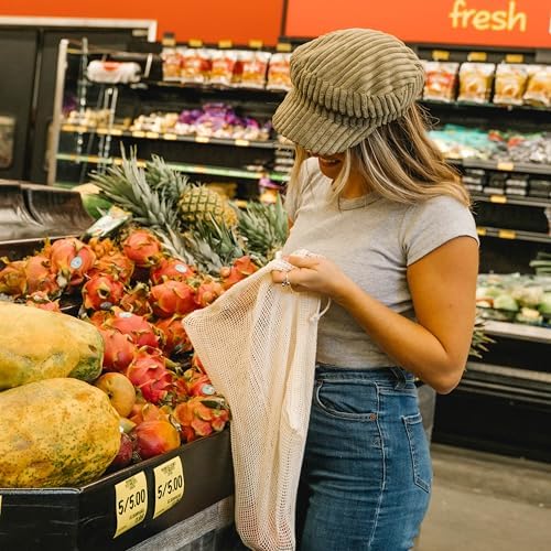 Simple Ecology Reusable Produce Shopping and Storage Bags, Drawstring, Washable Organic Cotton Mesh, X Large 3 pack - Image 2