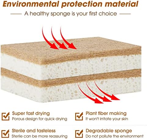GREENTH PRO 10 Pack Nature Dish Sponge - Natural Kitchen Sponge - Coconut Fiber and Wood Cellulose Scrubber - Image 4