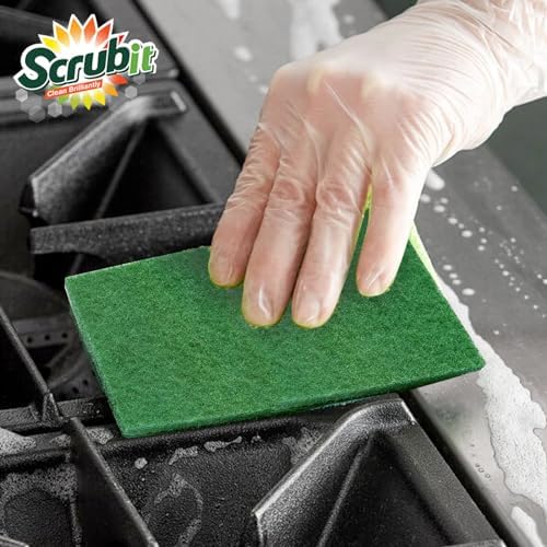 SCRUBIT Scouring Pads - Heavy Duty Scrub Pads for Cleaning Dishes - Non-Scratch - Reusable - Green (50, Green) - Image 2