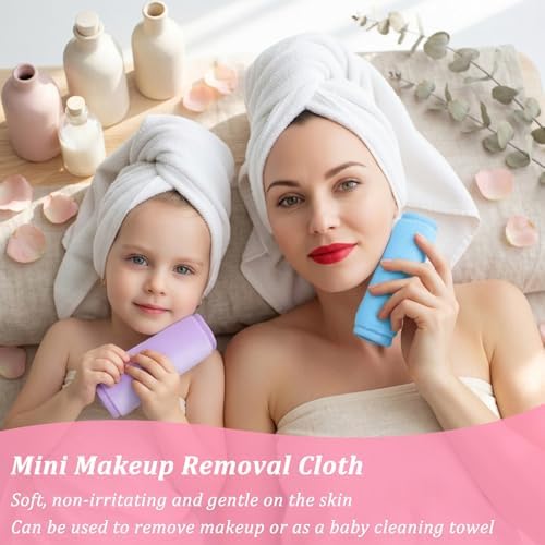 48 Pcs Reusable Makeup Remover Pads Cloths, Soft Microfiber Makeup Towels and Eraser, 8 Colors Facial Cleansing Washable Towels for Face, Hands, Bathroom (5.5 x 6.3 Inch) - Image 5