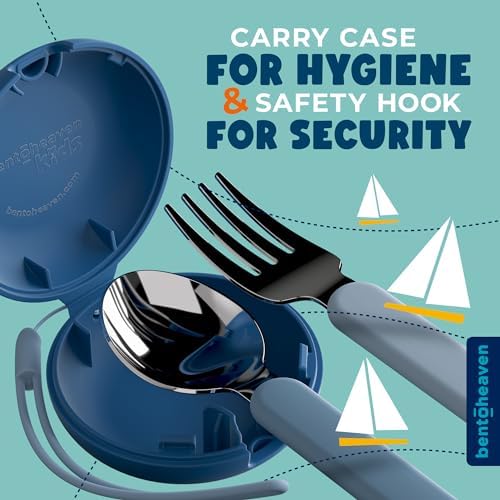 Bentoheaven Kids Utensils Set with Case, Reusable Fork & Spoon, Shark - Image 3