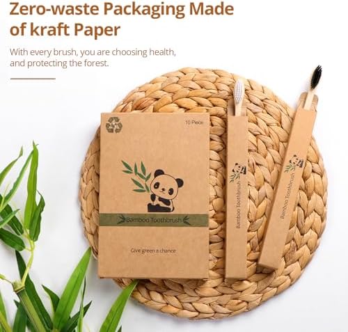 Virgin Forest Bamboo Toothbrushes 10pk, Soft BPA Free Biodegradable - Image 5