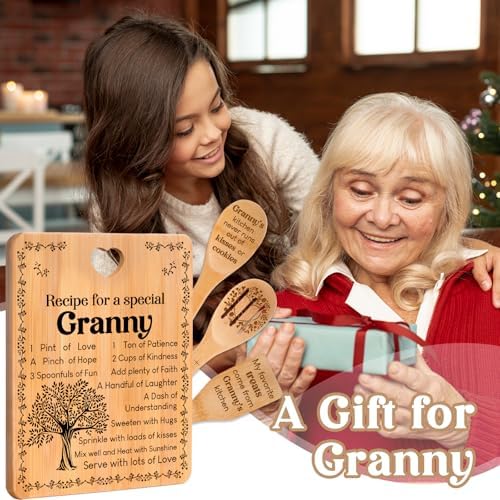 Granny Gifts - "Recipe for a Special Granny" Gifts for Granny Cutting Board Set, Bamboo-Made Engraved Utensil Set Granny Birthday Gifts from Grandchildren, Mothers Day Gifts for Granny. - Image 3