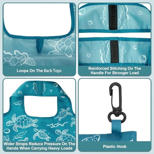 HOLYLUCK Reusable Grocery Bags,Heavy Duty Foldable Shopping Tote Bag (Standard, 3 Turtle) - Image 4