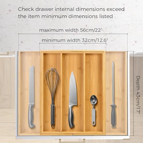 Utoplike Bamboo Expandable Kitchen Drawer Organizer Silverware Utensil Tray - Image 5