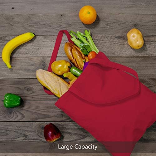 TOPDesign 12-Pack Economical 16"x15" Red Cotton Tote Bag, Lightweight Medium Reusable Grocery Shopping Cloth Bags, Suitable for DIY, Advertising, Promotion, Gift, Activity - Image 4