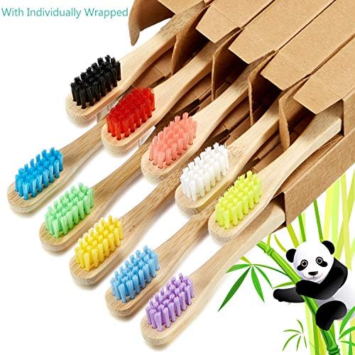 Boao 10 Pieces Kids Bamboo Toothbrush Natural Soft Bristle Wooden Toothbrush Toddlers Adults Natural Wood Organic Tooth Brush BPA-Free Color Travel - Image 4