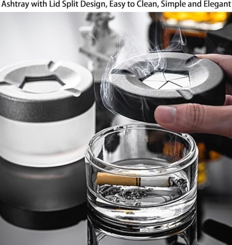 Glass Table Trash Can with Lid Smell Proof Small Storage Box Desktop Decor - Image 3