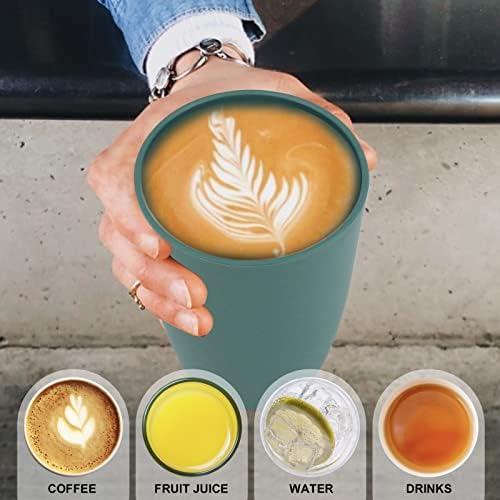 Wrova Wheat Straw Cups 6 PCS Good Alternative to Plastic Reusable Cups 20 oz Unbreakable Drinking Cup Reusable Dishwasher Safe Water Plastic Glasses Green - Image 4