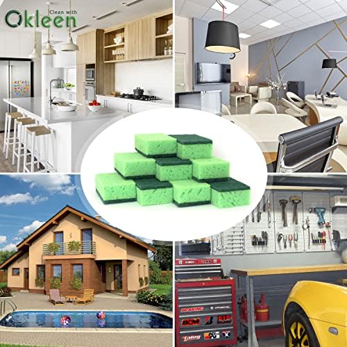 Green Multi Use Scrub Sponge. Made in Europe. 9 Pack, 4.3x2.8x1.4 inches. Odorless Heavy Duty and Non Scratch Fiber. Best, Durable, Delicate, Porous, Non Cellulose Kitchen Sponges and Scrubbers - Image 6