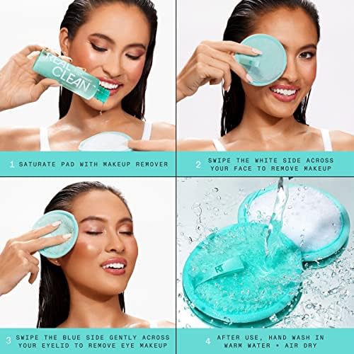 Real Techniques Real Clean Makeup Remover Pads, Reusable Makeup-Removing Rounds, Dual-Sided For Toner, Essence, Eye & Face Makeup Removal, For All Skin Types, 2 Count (Pack of 2) - Image 5