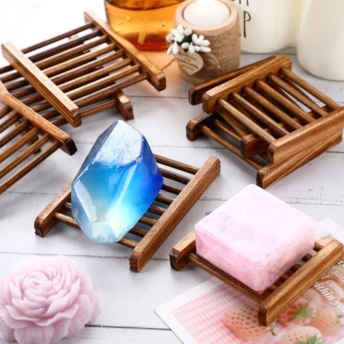 Sawysine 50 Pcs Bamboo Soap Holder Self Draining,Charcoal Color - Image 4