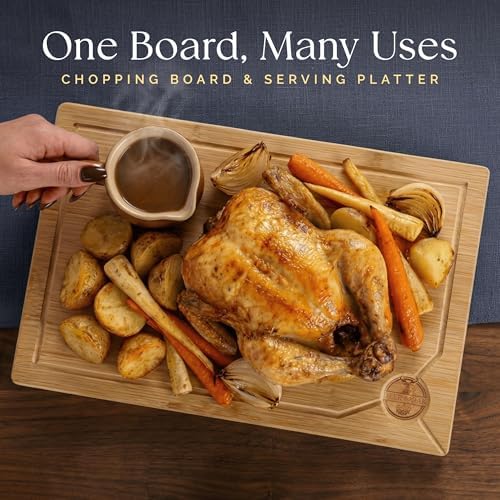 Deer & Oak Extra Large Bamboo Cutting Board 17.3 x 11.8 x 0.8 Inch - Image 2