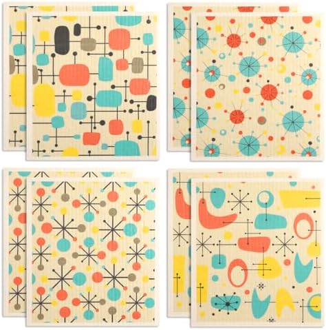 Swedish Dishcloths Nordic Atomic Print Reusable Kitchen Towels by Ovveroche
