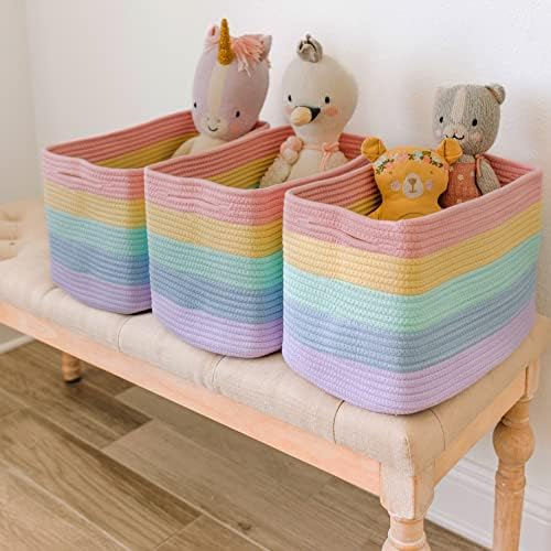 OrganiHaus Rainbow Baskets for Shelves, Set of 3, 15x9x10 - Image 4